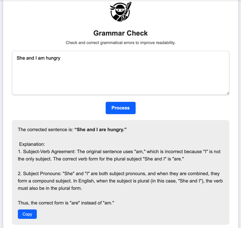Grammar Check Screenshot
