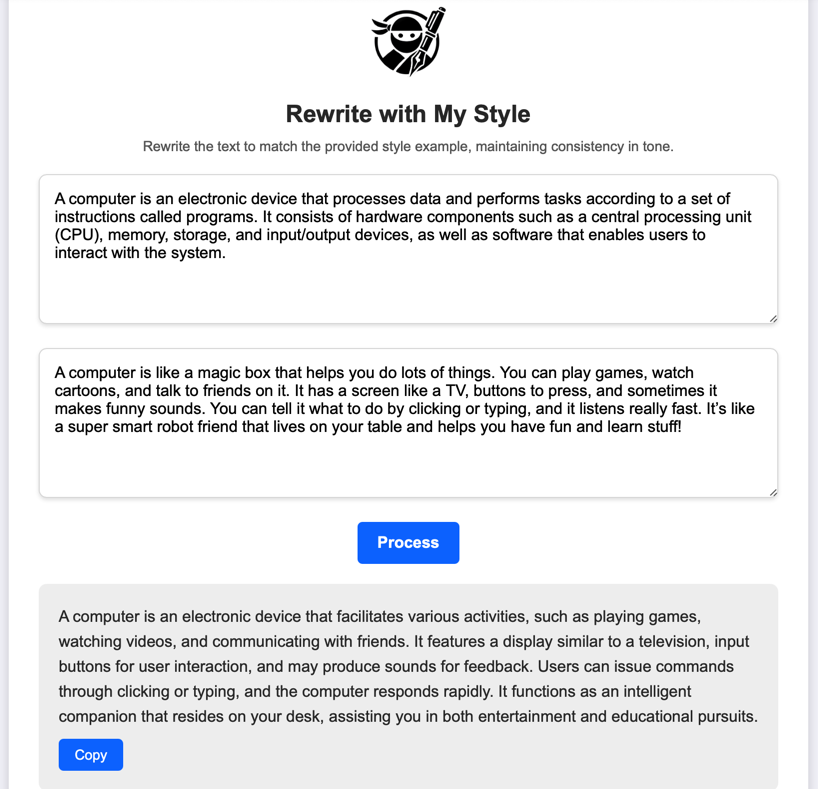 Rewrite with My Style Screenshot