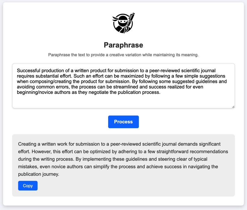 Paraphrase Screenshot