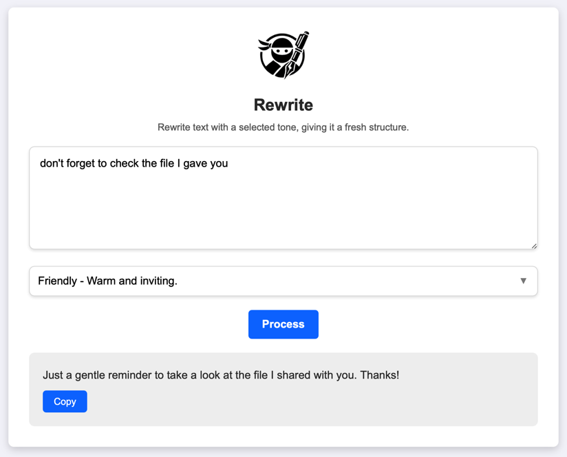 Rewrite Feature Screenshot